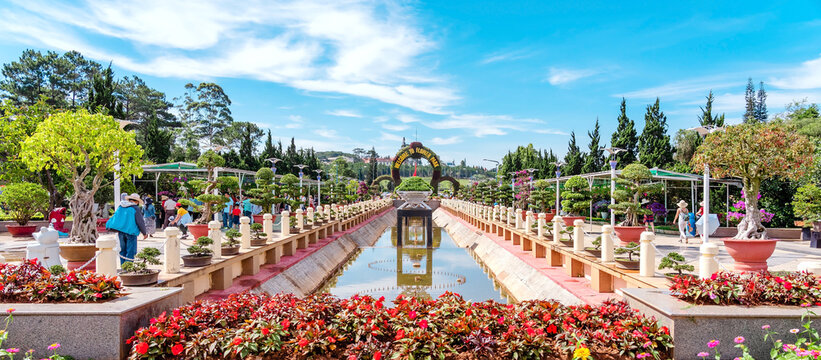 DALAT-VIETNAM-APRIL 27, 2019: Beautiful scenery of famous flower park on april 27,2019 in DALAT, Vietnam.