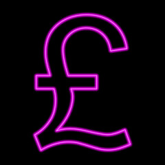 pound sing pink neon british symbol black background