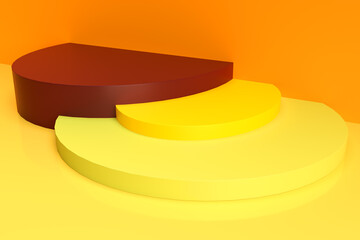 3D-Illustration für Mockups bestehend aus Zylindern in achartartigen Farbtönen
