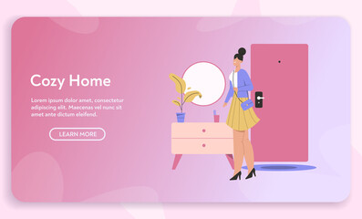 Vector banner of cozy home concept