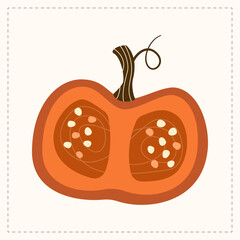 Cartoon pumpkin icon. Autumn harvest. Vector EPS10 illustration isolated on white background.