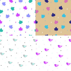 Cute birds and leaves patterns for any kind of surfaces.