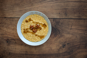 Pumpkin Spice Oatmeal on a Wooden Table