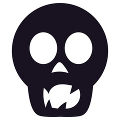 Black silhouette skull isolated. Scary icon design
