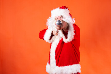 Angry Santa Claus. Orange background.