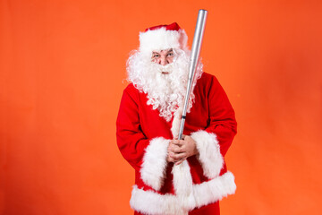 Angry Santa Claus. Orange background.