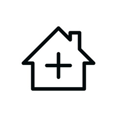 Add new home isolated icon, plus house vector icon with editable stroke