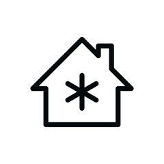 Cooling house isolated icon, home air conditioning vector icon with editable stroke
