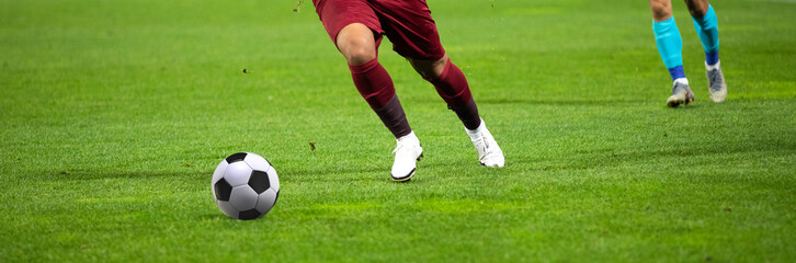 soccer game background player kicking football