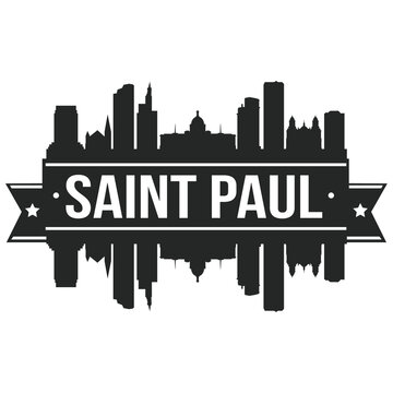 Saint Paul Minnesota Skyline Silhouette Design City Vector Art Stencil.