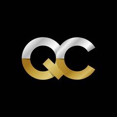 QC initial letter logo, simple shade, gold silver color