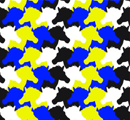 Abstract Camouflage Tile Horse Heads Repeating Vector Pattern 