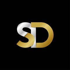 Fototapeta premium SD initial letter logo, simple shade, gold silver color