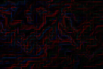 Abstract technology futuristic digital network line background, Internet and data particles and lines color texture, Glitch digital pixel noise effect
