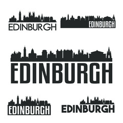 Edinburgh Scotland Flat Icon Skyline Vector Silhouette Design Set logos.
