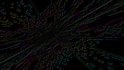 Abstract technology futuristic digital network line background, Internet and data particles and lines color texture, Glitch digital pixel noise effect
