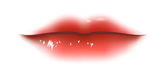 Beautiful red girl lips on white background