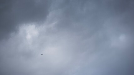 clouds in the sky. little plane