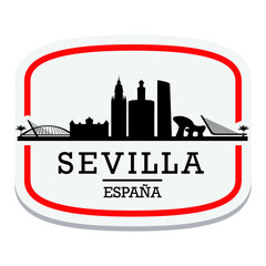 Fototapeta premium Seville Spain Label Stamp Icon Skyline City Design Tourism Logo.