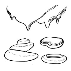 Sea stones. Set of graphic gray beige stones isolated on white background. SPA concept. Can be used as background for web pages wedding invitations, greeting cards, postcards, patterns, prints