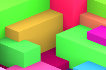 Fototapeta premium Abstract geometric cubic colorful background. isometric 3d render.
