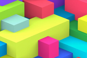 Obraz premium Abstract geometric cubic colorful background. isometric 3d render.
