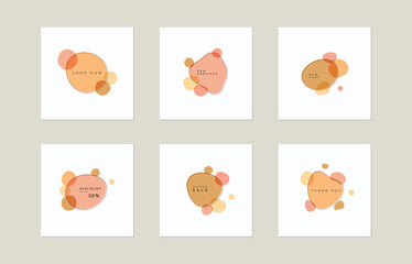 Abstract hand drawn organic shapes. Social media post, card, logo, flyer, print.