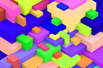 Fototapeta na wymiar Abstract geometric cubic colorful background. isometric 3d render.
