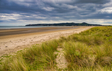 Fototapeta na wymiar Portmarnock sand dunes and beach, Dublin, Ireland.