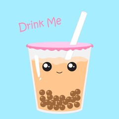 Cute pearl milk tea drinks cartoon design
