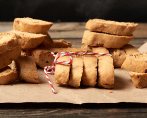 baked piece Italian almond biscotti, cantuccini cookies