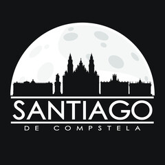 Fototapeta na wymiar Santiago de Compostela Spain Skyline City Flat Silhouette Design Background.