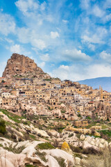 Uchisar Castle and town, Cappadocia, Central Anatolia, Turkey