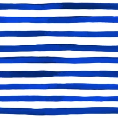 Tafelkleed Beautiful seamless pattern with horizontal blue watercolor stripes. hand painted brush strokes, striped background. Vector illustration © Hulinska Yevheniia