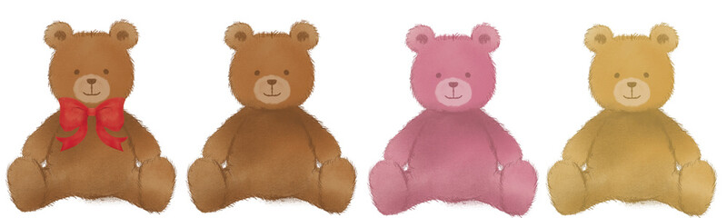 正面から見たテディーベアのイラスト