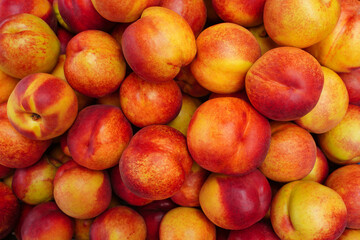 organic peaches in a market