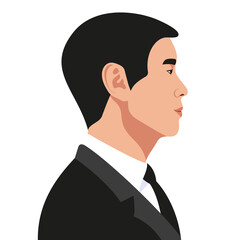 Asian business man profile avatar. Handsome guy portrait. Vector illustration.