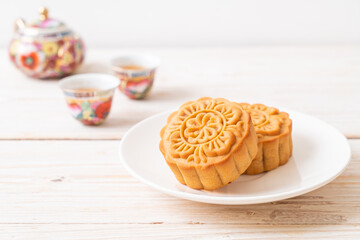Chinese moon cake on plate