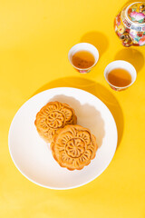 Chinese moon cake on plate