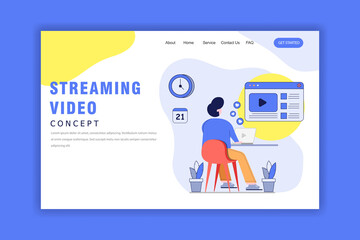 Flat Design Concept of Streaming Video, Social Media. live streaming. modern flat design concept of web page design for website and mobile website