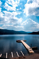Jetty at Lake Schluchsee in the Black Forest Germany,
