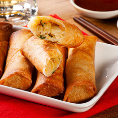 .Fried spring rolls. Traditional asian food