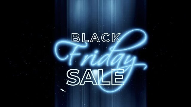 Black Friday sale neon sign banner background for promo video. concept of sale and clearance