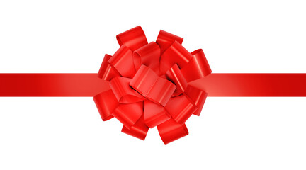 Red ribbon for christmas present. Decorative red gift festive ribbon isolated on white. 3d rendering.