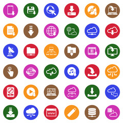 Download Icons. White Flat Design In Circle. Vector Illustration.
