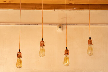 Beautiful lamps at a cafe
