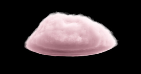 3d rendering. Realistic fluffy dense clouds on a black background in pink color. Element for your creativity
