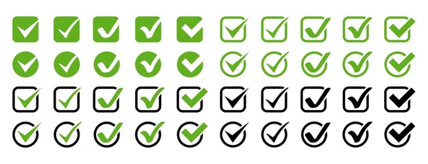 Check marks. Check mark vector icons collection. Business icons. Check mark isolated. Vector illustration. © smile3377