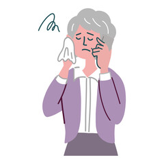 女性　主婦　シニア　携帯電話　スマホ　冷や汗　困っている
