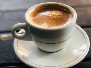 Cappuccino italian coffee on the table in a coffee bar
